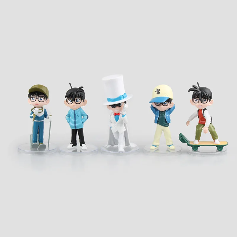 5 шт./компл. Аниме Детектив Конан мини Экшн Фигурки Коллекция скейтборд модель