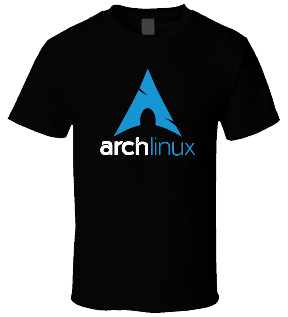 Arch linux 2 черный Для мужчин Удобная хлопковая Футболка Размеры S-5XL Рубашка с