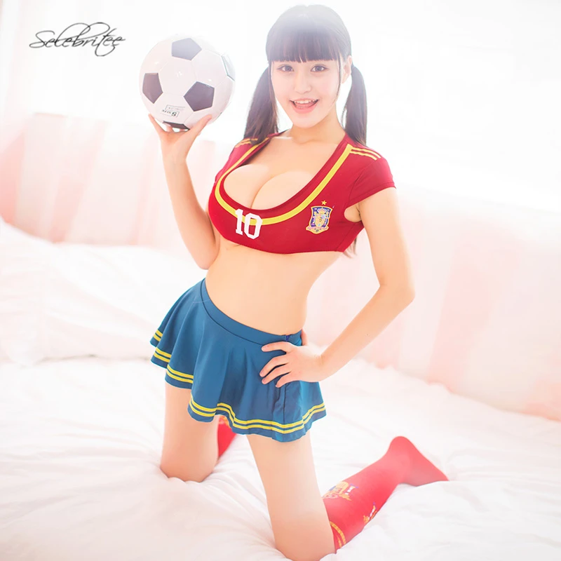 Selebritee Футбол детский костюм косплей для женщин сексуальный девушка леди Низкий