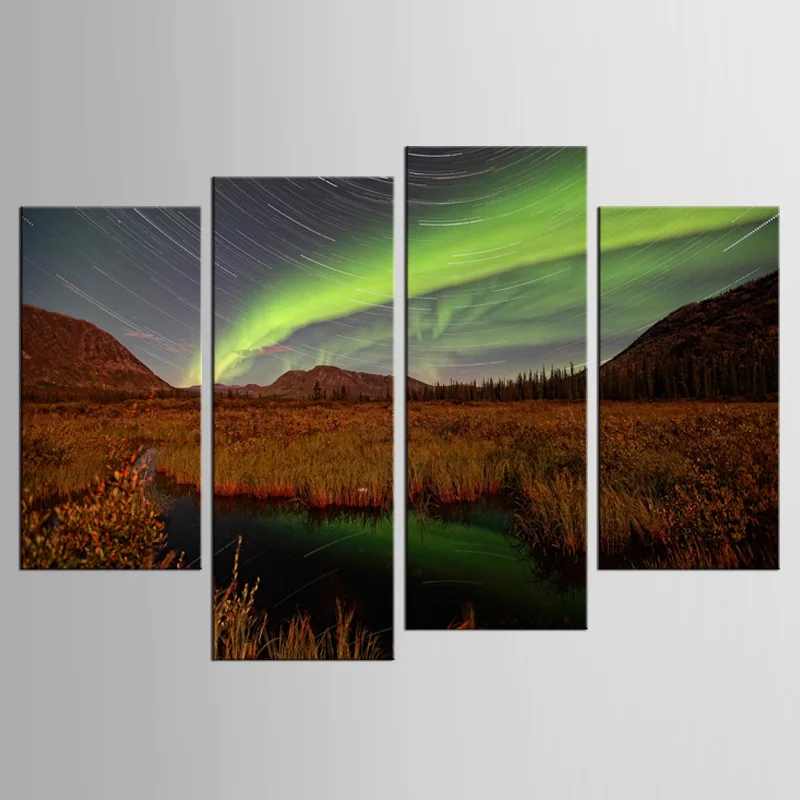 4 комплекта в партии красивые Северное сияние Картина на холсте с изображением