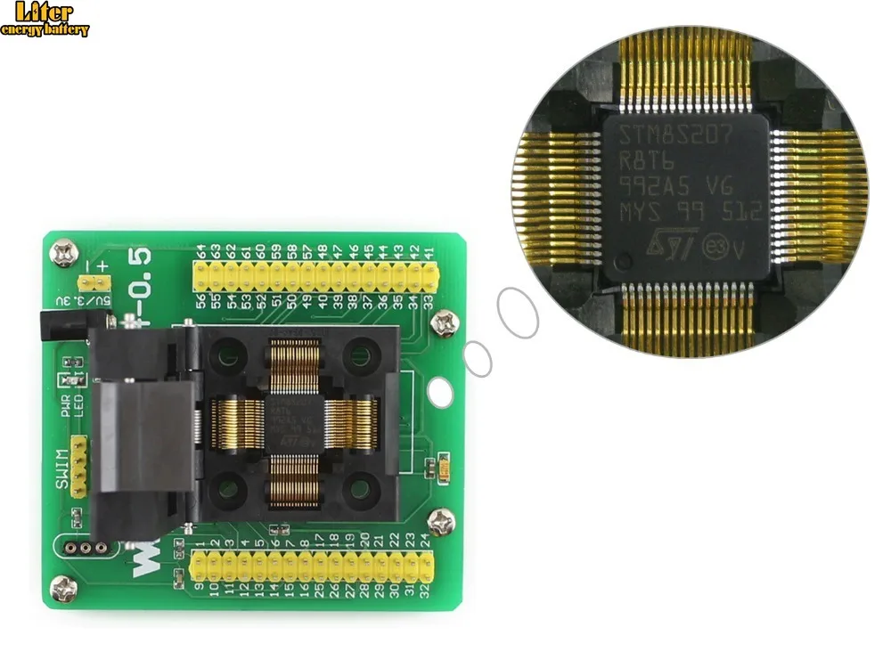 STM8 QFP64 Programming Adapter IC Test Socket for LQFP64 Package 0.5mm Pitch with SWIM Port | Компьютеры и офис