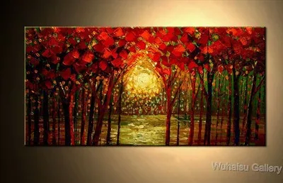 

Christmas gift Abstract Art oil painting on canvas Contemporary Wall Art Forest