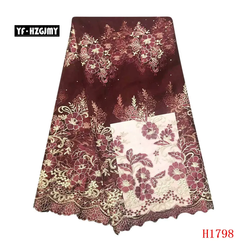 YF HZGJMY Nigerian Lace Fabrics 2019 High Quality Beaded African Floral Embroidered French Tulle Net Fabric A1798 | Дом и сад