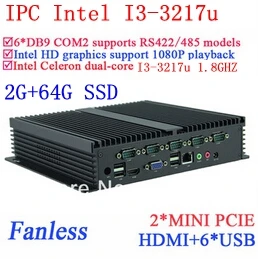 Промышленный компьютер I3 Gigabit Ethernet NM70 6 USB COM 2 Гб ОЗУ 64 SSD WIN7 WIN8 LINUX Бесплатный диск NAS