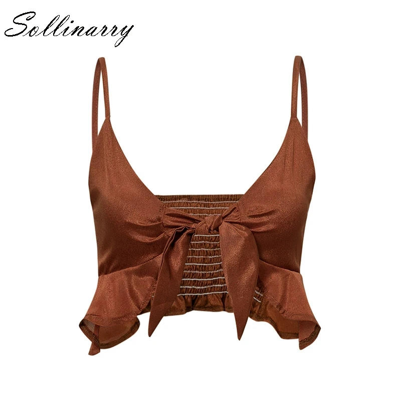 Sollinarry/пикантные Клубные короткие укороченные топы женские на бретельках Camis