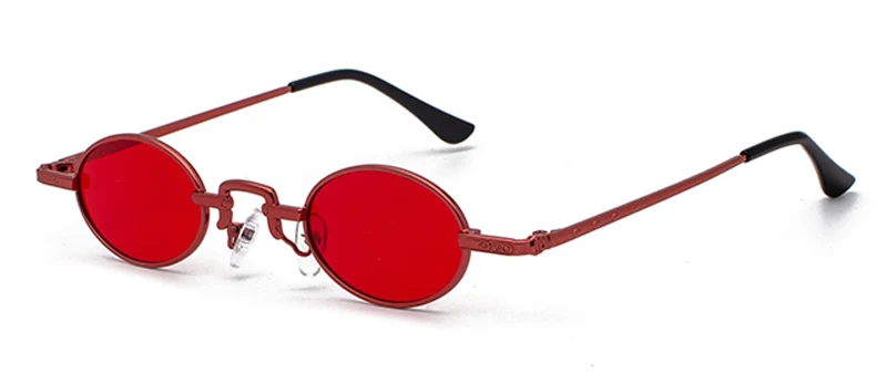red Peekaboo, маленькие круглые солнцезащитные очки для женщин, Ретро стиль, золотая металлическая оправа, Винтажные Солнцезащитные очки для мужчин, унисекс, красные, черные, УФ 400 - Цвет линз: red