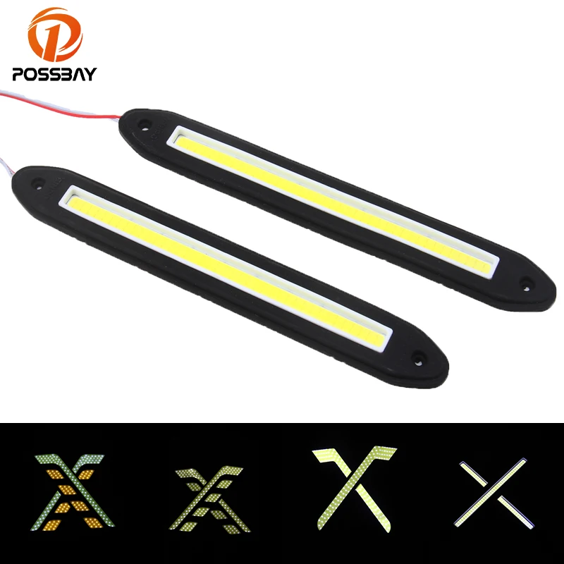 Posbay Автомобильные дневные ходовые огни LED DRL 12V водонепроницаемые COB алюминиевые