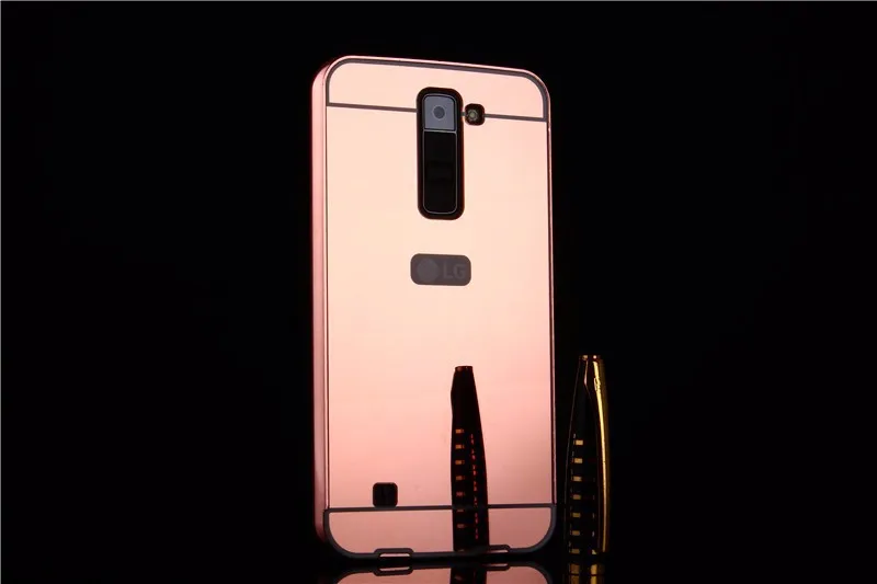 Чехол-бампер для LG K8 K350, роскошный зеркальный чехол цвета розовое золото на K8 K350 K350E K350N 5," K8, задняя крышка, алюминиевый корпус