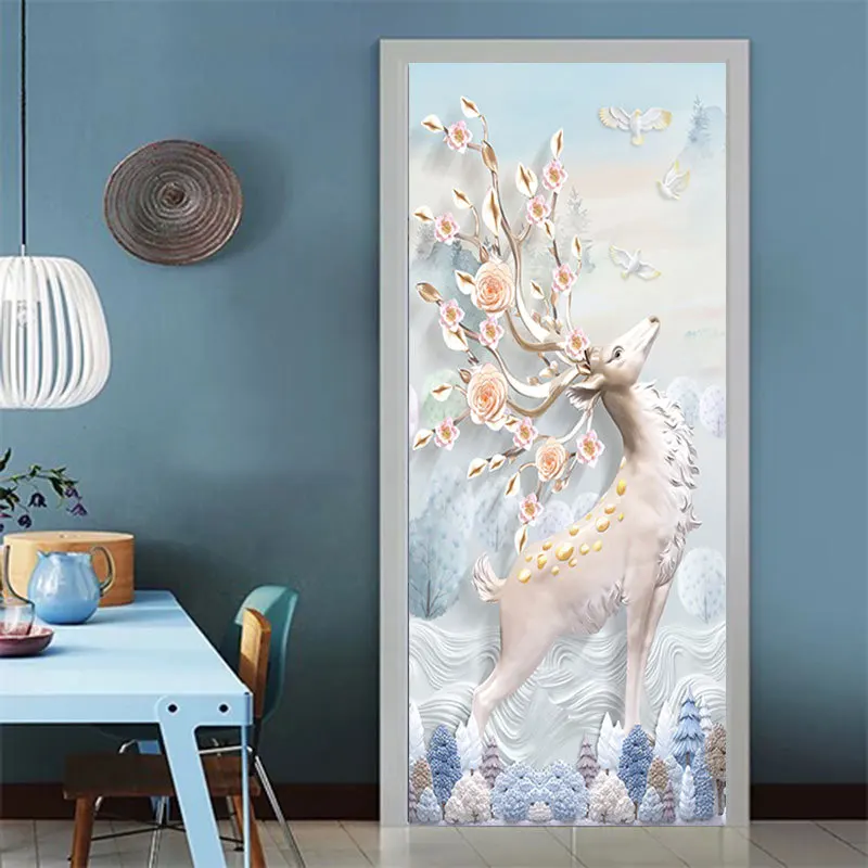 Фотообои 3D для спальни гостиной деревянных стальных дверей самоклеящиеся