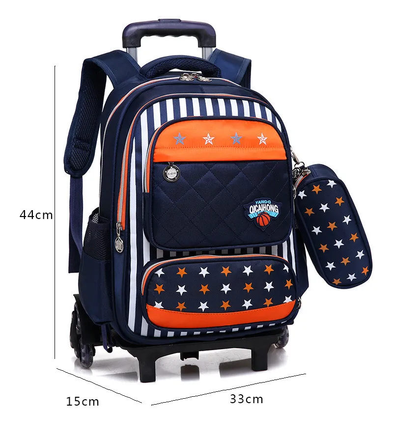 Дети 6 колеса съемные Рюкзак тележка на колесиках детская школьная сумка