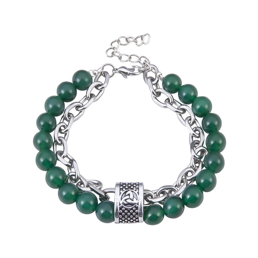 Летний браслет из натурального камня для мужчин viking celtics нержавеющей стали