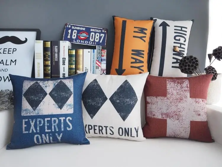 Скандинавская британская старая подушка для кафе бара лофта с рисунком в виде