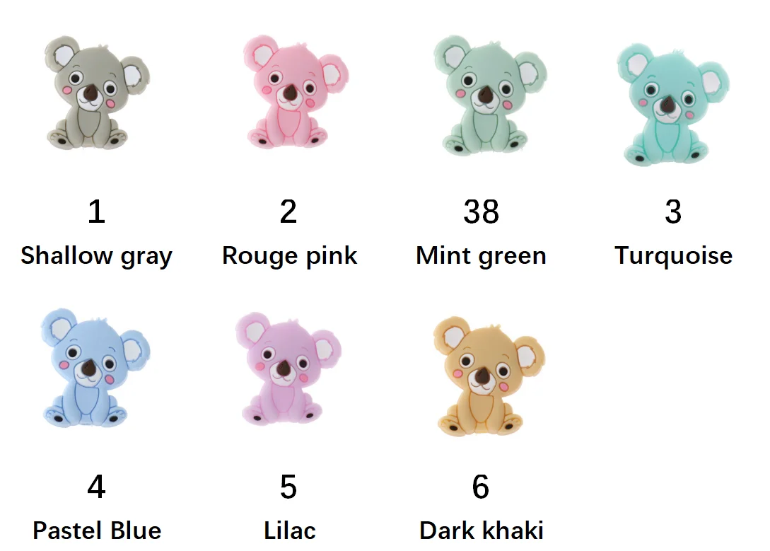 

5pcs Cute Unicorn Silicone Animal Teether Beads BPA Free Baby Teething Necklace DIY Infant Chewable Pacifier Chain Fox Koala Owl