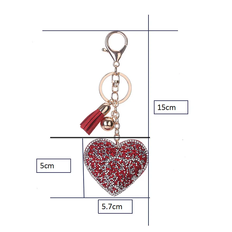 1 Pc Fashion Multicolor Love Peach Heart Set With Diamond Leather Tassel Keychain Mobile Phone Bag Pendant Accessories Valenti | Украшения