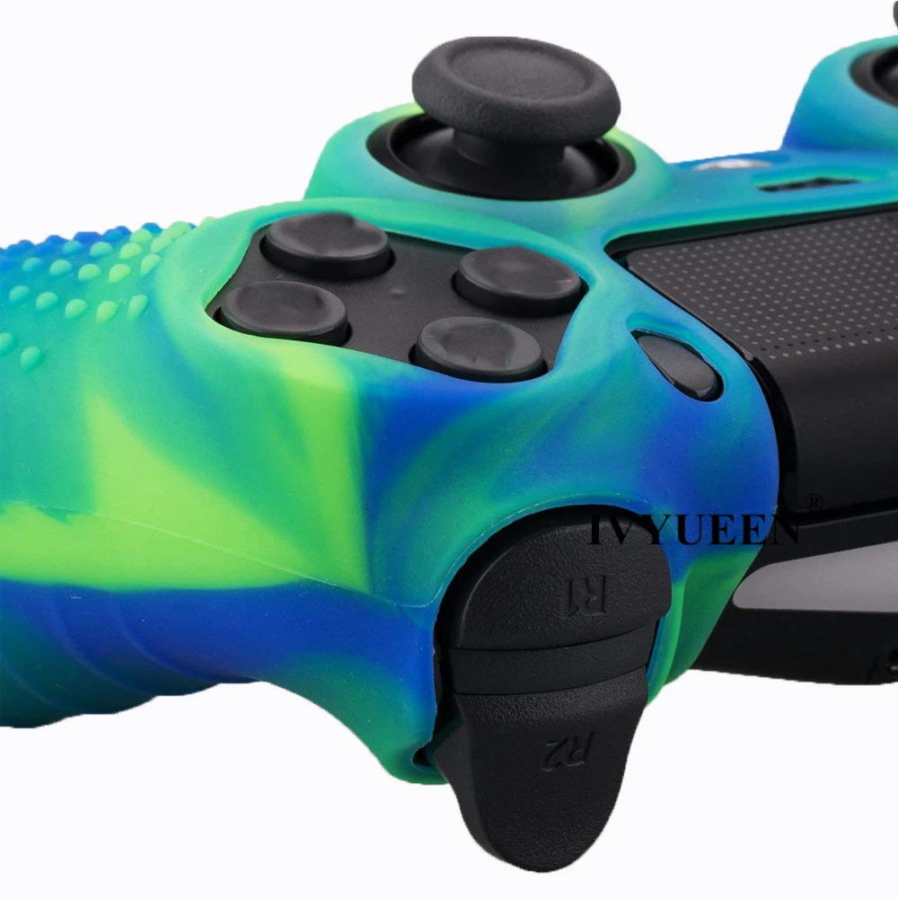 Силиконовый чехол IVYUEEN для Dualshock 4 PS4 Pro, тонкий чехол для контроллера и ручки для большого пальца, колпачки для playstation 4, аксессуары для игр