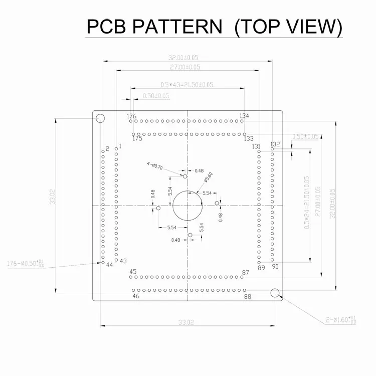 QFP176 TQFP176 LQFP176 запись в гнездо шаг 0 5 мм IC Размер корпуса 24x24 OTQ 176 0.5 06 тестовый