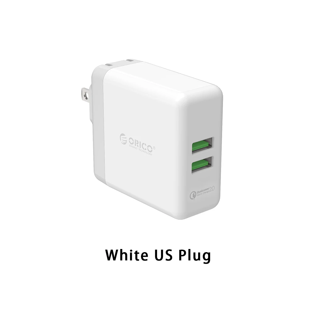 US Plug Быстрое зарядное устройство ORICO с двумя портами, QC 2,0, USB, 36 Вт, максимальное быстрое настенное зарядное устройство для мобильного телефона Xiaomi huawei, быстрое зарядное устройство - Тип штекера: US Plug