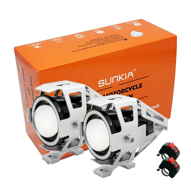 SUNKIA 2 шт./лот с переключателем Devil Eye 12 80V U7 Светодиодные Автомобильные DRL мотоциклы