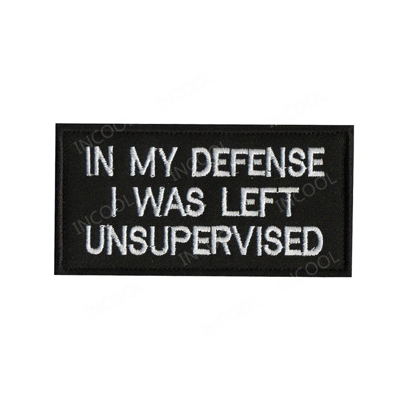 In My Defense Нашивка с вышивкой, тактический военный боевой дух, декоративные нашивки с кричащей аппликацией, тканевые вышитые значки - Цвет: In My Defense