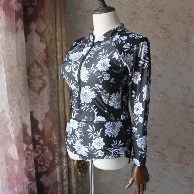 Купальник с длинным рукавом на молнии принтом купальный костюм для женщин