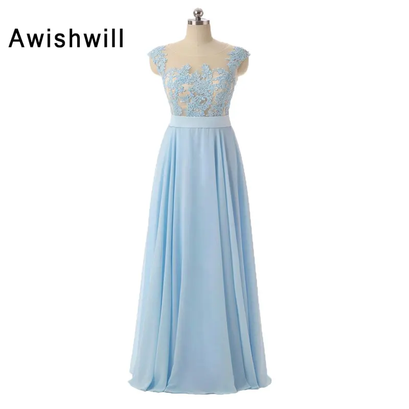 

Custom Made Cap Sleeve Lace Appliques Chiffon Floor Length Women Party Dress Vestido de Festa Longo Cheap Evening Dress Long