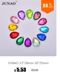 JUNAO 8*12 мм шитье золотого цвета хрустальные стразы в виде капли плоские с оборота золотые акриловые кристаллы Камни Пришивные бусины для поделок одежды