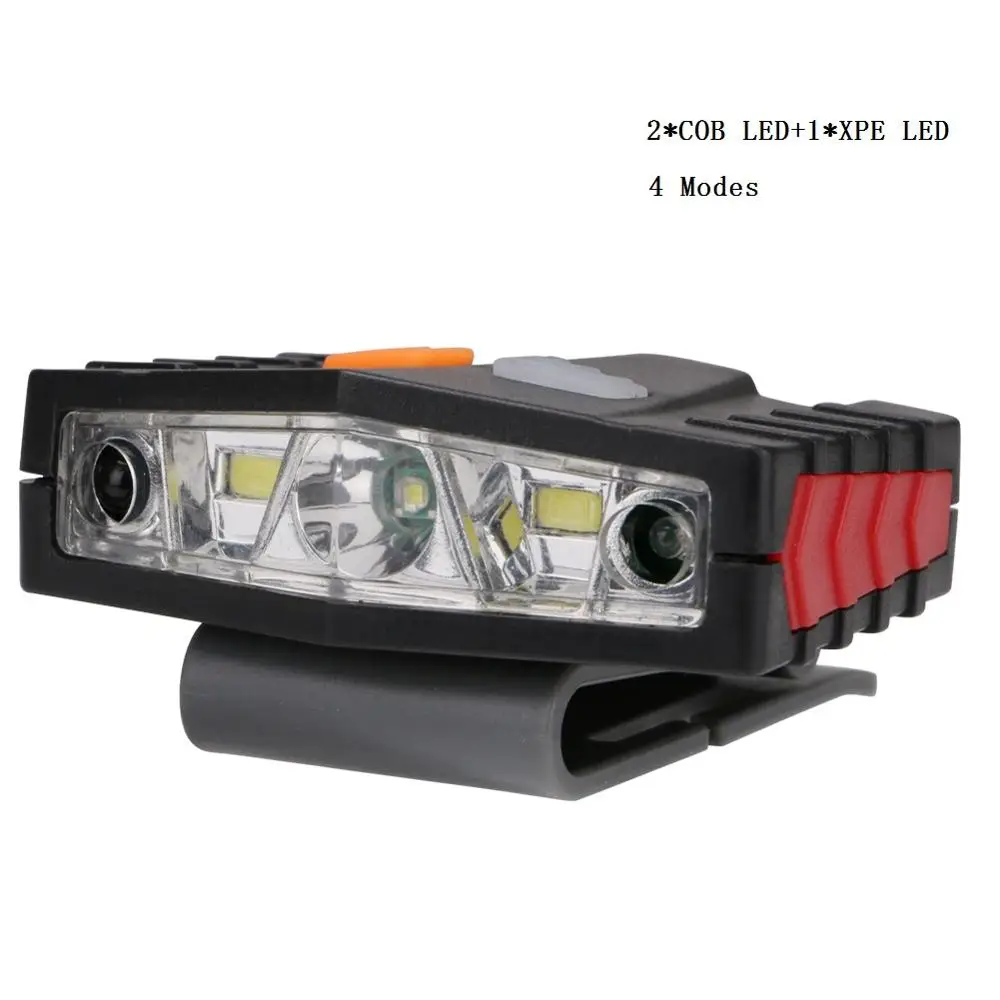 2 COB XPE LED COB светодиодный индукционный головной убор с зажимом, фары для рыбалки, сенсорный датчик, налобный фонарь с зарядкой через usb, Головной фонарь с зажимом, Головной фонарь - Испускаемый цвет: 2 COB XPE LED