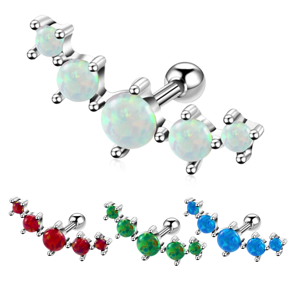 1 шт. ушной пирсинг хряща хирургическая стальная штанга с опаловым камнем