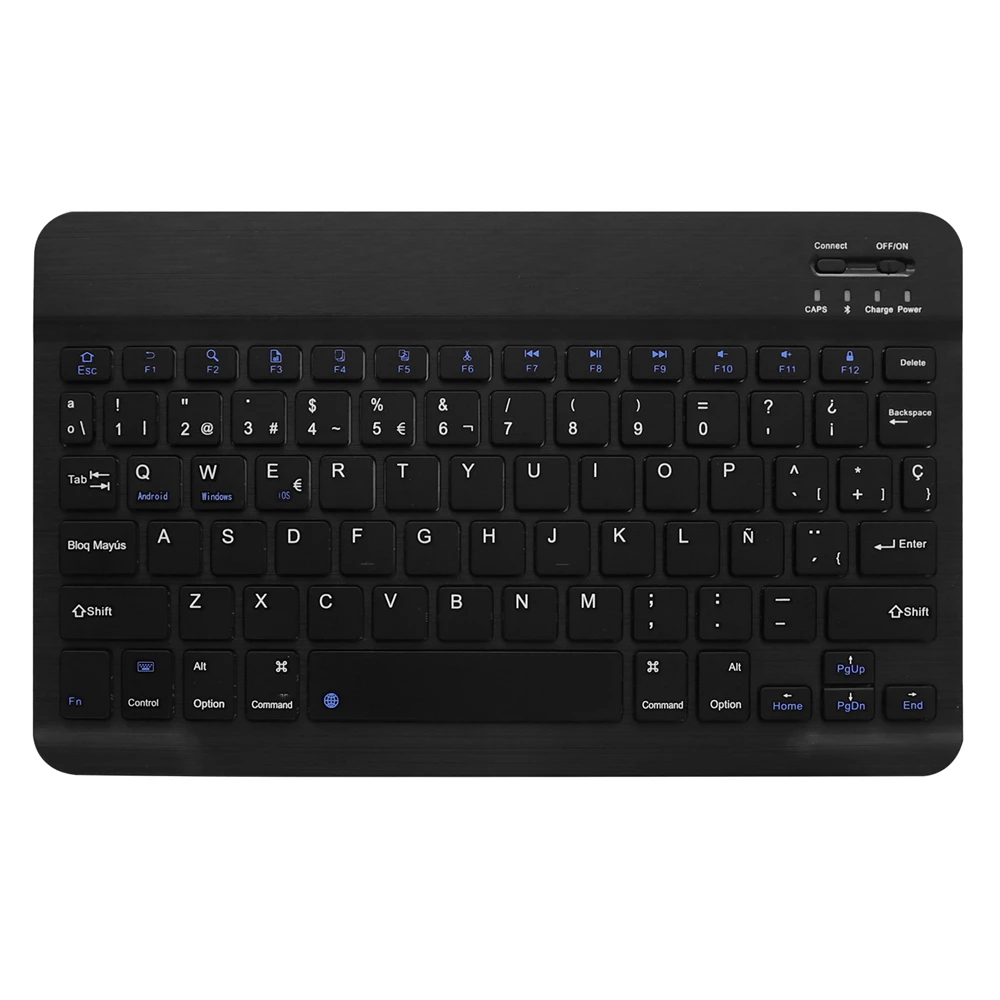 Ultra Slim Алюминий Беспроводной Bluetooth Испанский клавиатура для IOS Android Tablet PC Windows для iPad Bluetooth Испанский Teclado