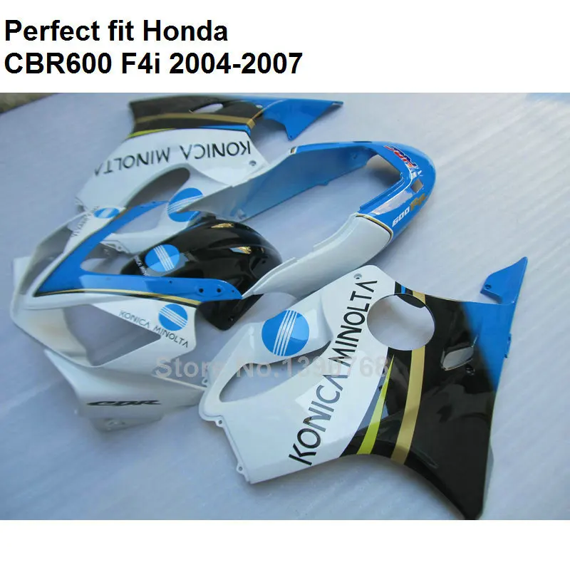 100% подходит инъекции Обтекатели для Honda CBR600 F4i 04 05 06 07 Белый черный комплект синих