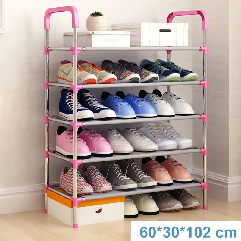 5 layers PINK Горячая обувной стеллаж Легко собранный пластиковый несколько слоев обуви Органайзер для хранения на полке подставка держатель Регулируемая подставка для обуви - Цвет: 5 layers PINK