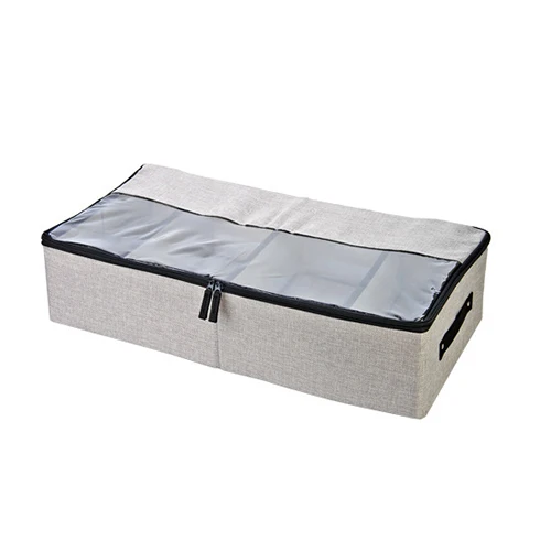 Light Gray Льняные коробки для хранения обуви Ящики видимая молния Органайзер защитный держатель ручка контейнер для домашнего гардероба организации аксессуаров - Цвет: Light Gray