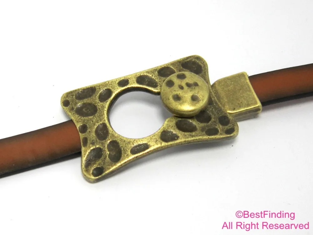 

10mm leather clasp Hammered Antique bronze 10x2mm bracelet hook clasps -FH17B