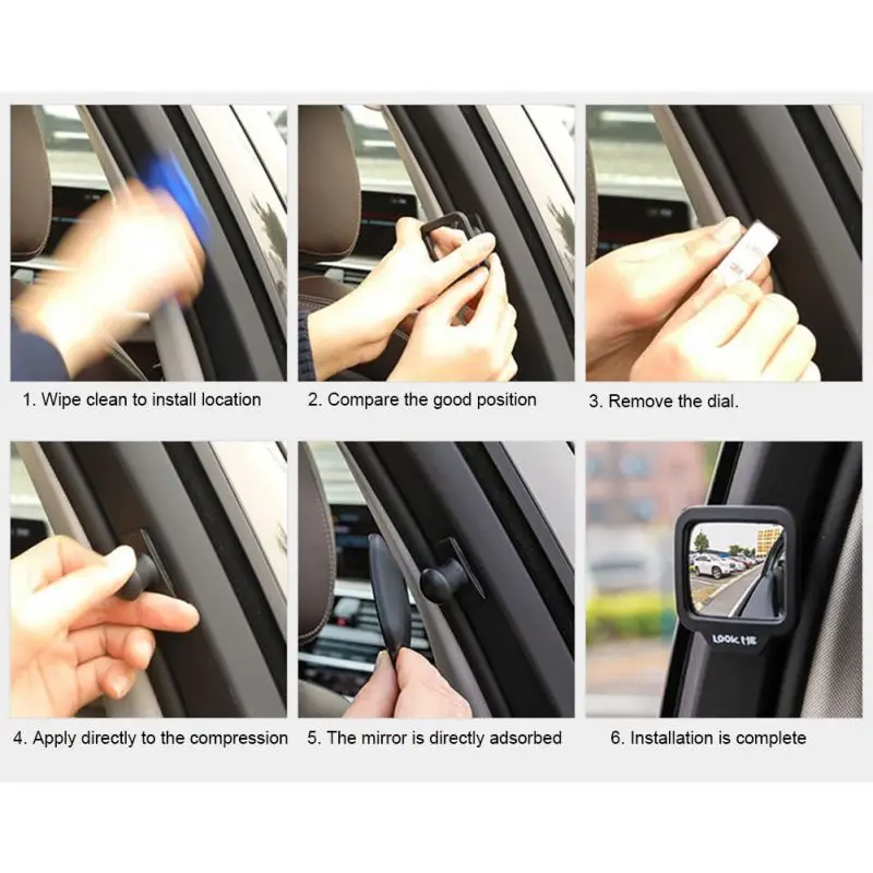 Car Rearview Mirror 270 Degree Wide Angle Rear Magnet Mirror Auto Extra Eliminate Blind Point For Car Safety