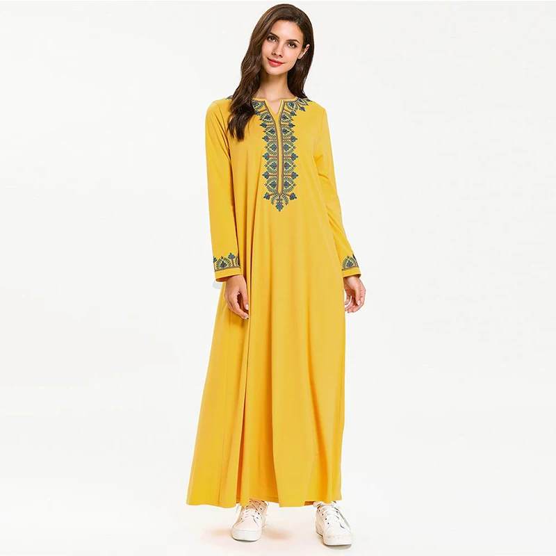 Женское мусульманское платье с цветочной вышивкой Abaya элегантное Кафтан в Дубае