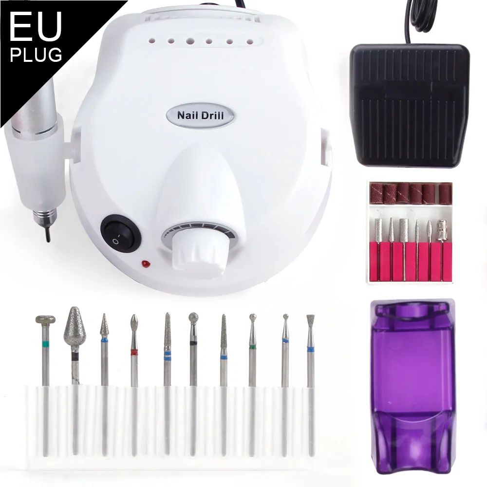 WH Set 3 EU Plug Фрезерный станок аппарат для электрической дрели для ногтей маникюр поворот заусенцев Фрезер Вольфрамовая Силиконовая Форма Маникюр с полировкой инструмент - Цвет: WH Set 3 EU Plug