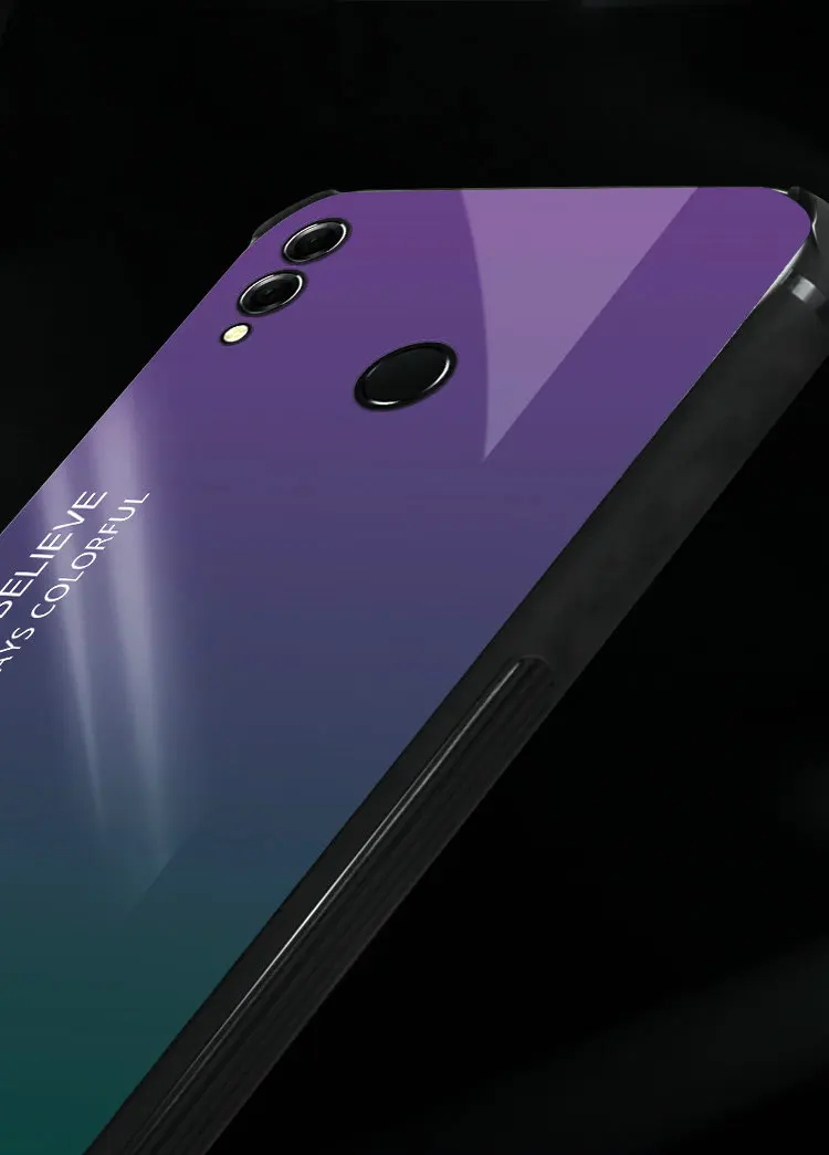 Для Huawei Honor 8X /8X Max чехол Модный градиентный цвет Закаленное стекло силиконовая