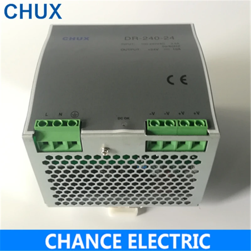 Блок питания Din Rail 24В 10А Ac Dc преобразователь DR 240 24 SMPS рейка импульсный источник Вт