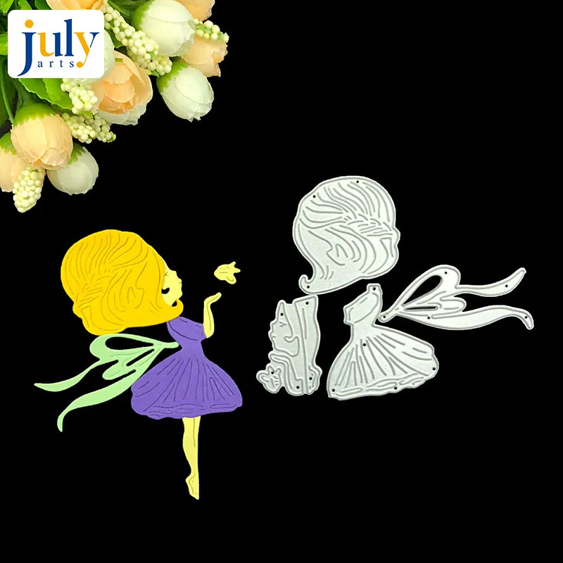 Julyarts Girl Flower Dress Metal Cutting Dies Scrapbooking Stencils Photo Album Decor Paper Card Making | Дом и сад