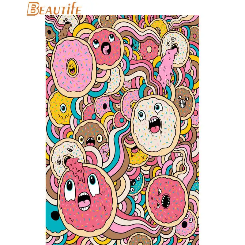 Donuts Pattern Poster Cloth Silk Home Decoration Wall Art Fabric Print 30X45cm 40X60cm.50X75cm 60X90cm | Дом и сад