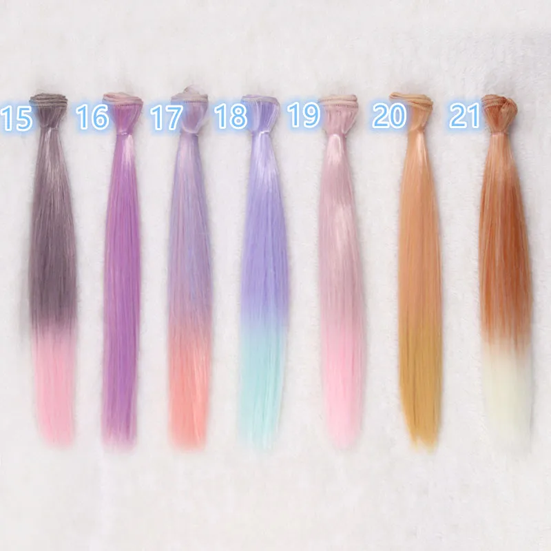 Парики прямые 25 см для шарнирной куклы куклы-чоли с плавным переходом цветов Fapai