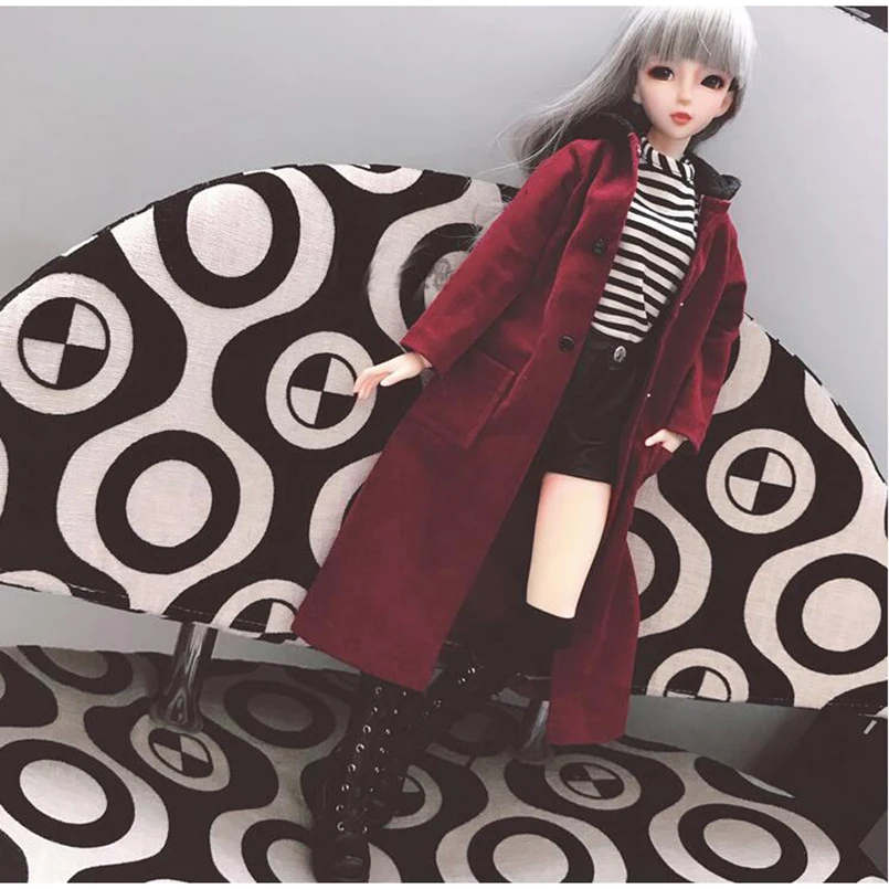 BJD одежда красное длинное пальто Верхняя для 1/4 17 &quotMSD 1/3 24&quot 60 см Высокая Женская