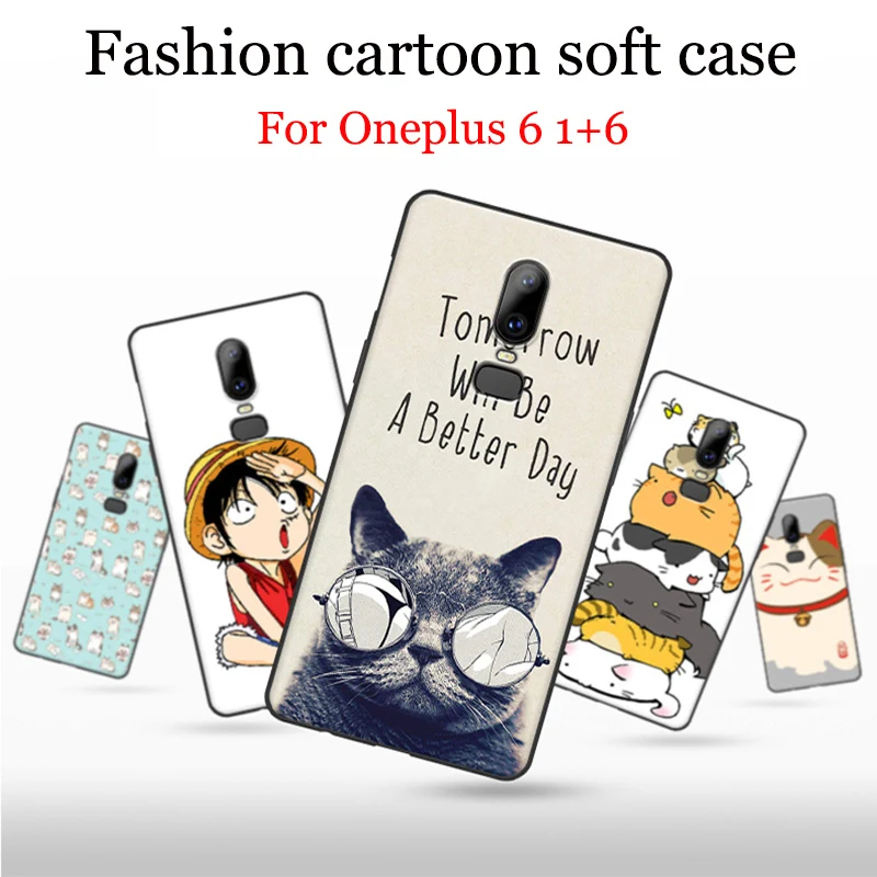 

2PCS Fundas For Oneplus 6 case cute cartoon cover For Oneplus6 case soft back cover For One plus6 1+6 cases shell For One plus 6