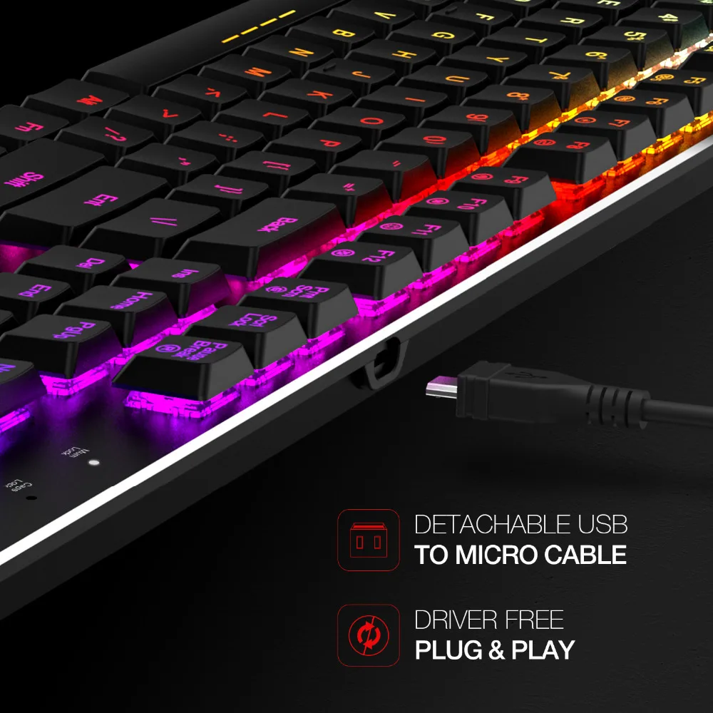 HAVIT ультра низкая ось механическая клавиатура 104 клавиш RGB проводная USB мини