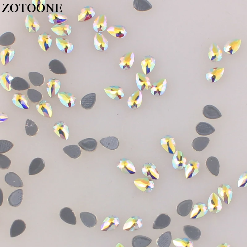 ZOTOONE 4*6mm Hotfix Crystal AB Drop Rhinestone Iron On Stones For Clothes Strass Flatback Nail Art Beads Crafts | Дом и сад