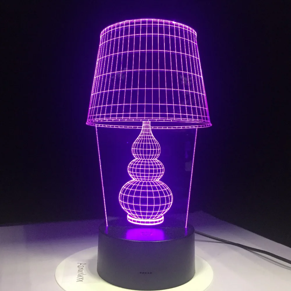 USB 3D светодиодный Ночной светильник LED Настольная лампа с сенсорной кнопкой в