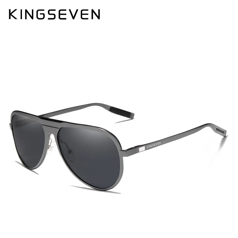 KINGSEVEN, фирменный дизайн, поляризационные мужские очки, алюминиевые роскошные солнцезащитные очки для мужчин, очки для вождения, защита от уф400 лучей - Цвет линз: Gun Gray