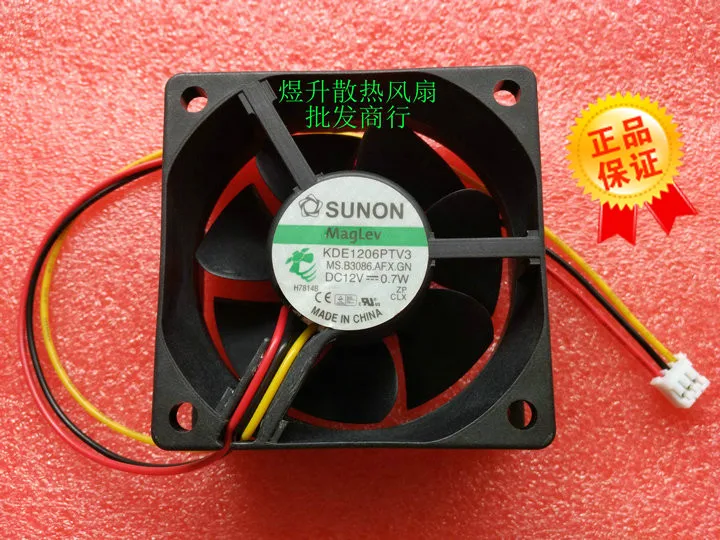 Серверный охлаждающий вентилятор SUNON KDE1206PTV3, постоянный ток, 12 В, 0,7 Вт, 60x60x25 мм, 3-проводной