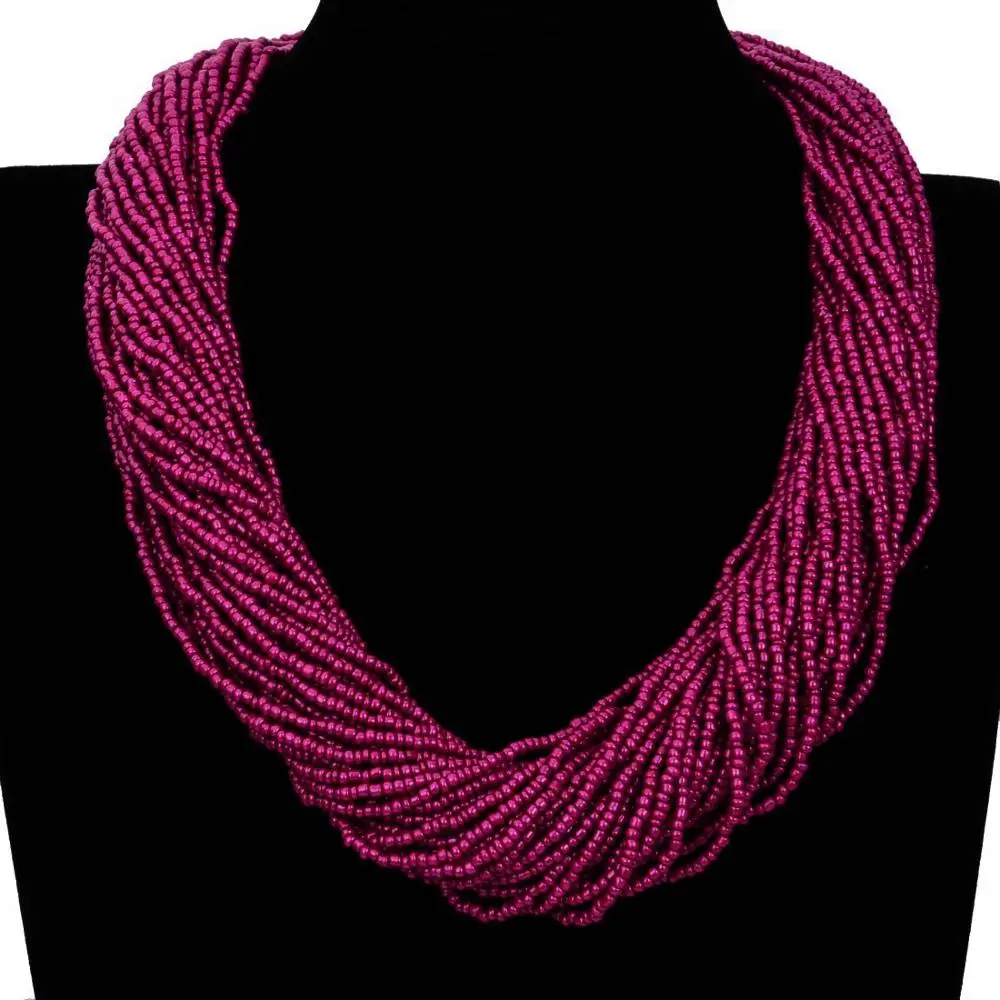 16 креативных однотонных 40-слойных цепочек в виде нагрудника колье пластиковые