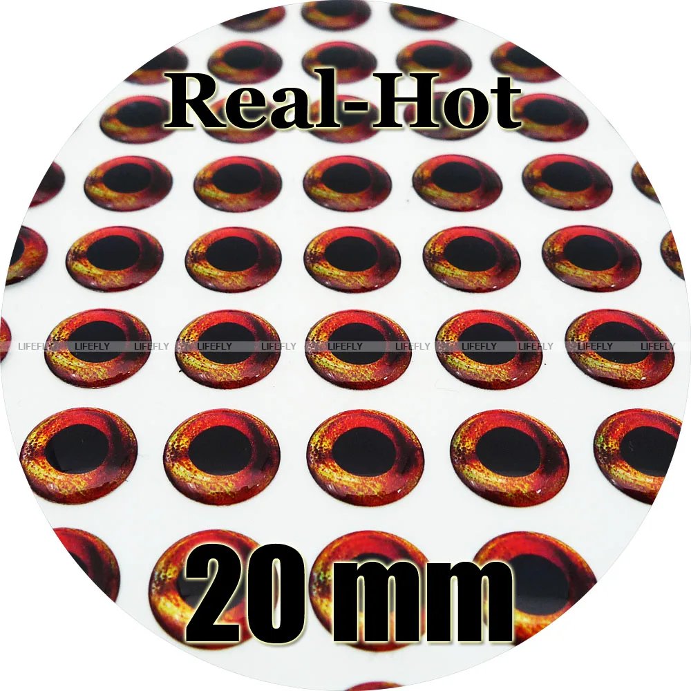 20 мм 3D Real.Hot / Wholesale 100 Soft литая голографические глаза рыб вязание мушек джиг
